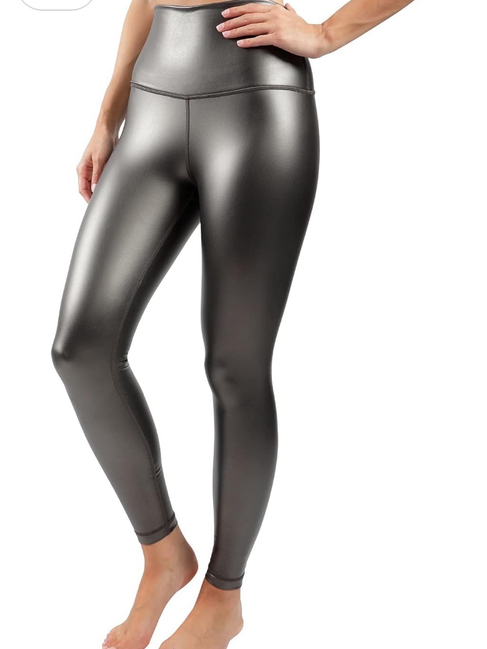High-Rise Black Faux Leather Fleece Lined Leggings